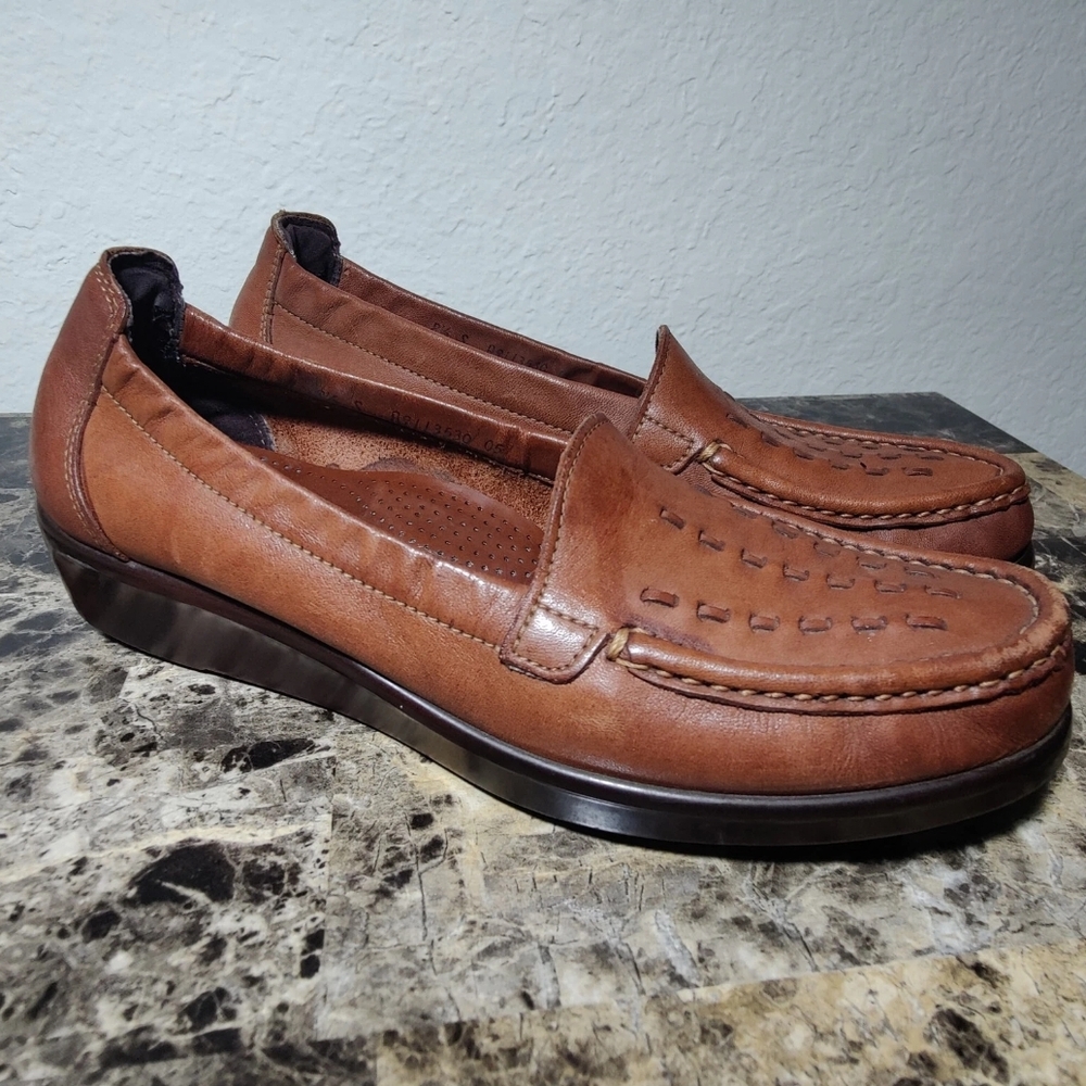 SAS Brown Leather Loafers Classic Flats